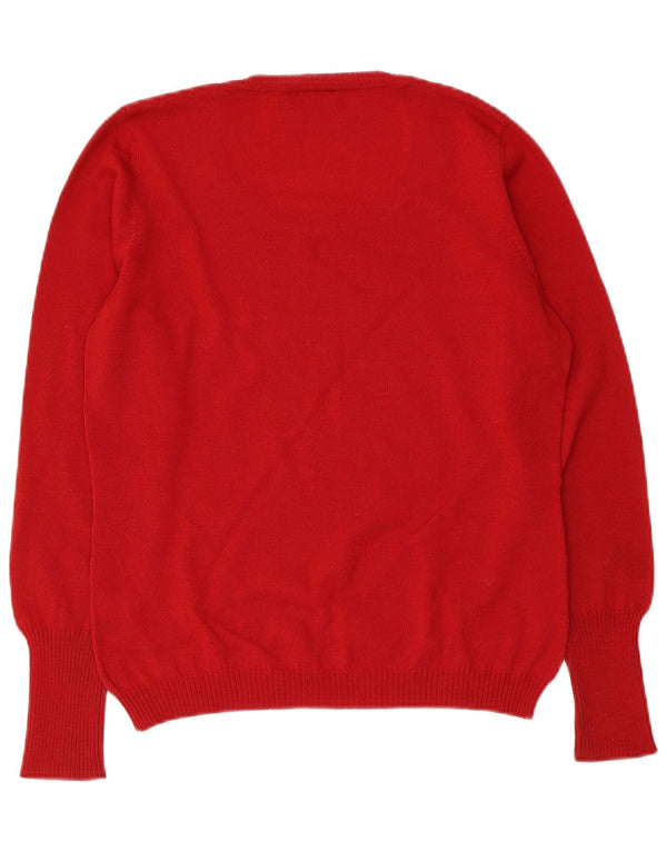 Luisa Spagnoli Damen-Pullover mit U-Boot-Ausschnitt, UK 12, mittelrote Schurwolle