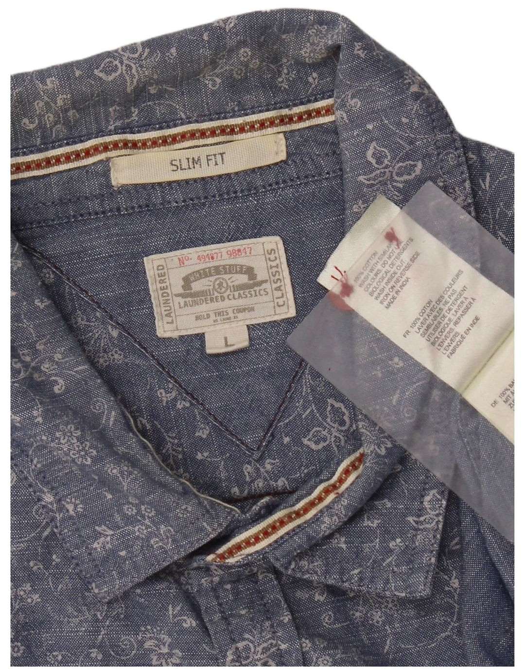 White Stuff Herren-Hemd mit schmaler Passform, groß, aus Baumwolle mit blauem Blumenmuster