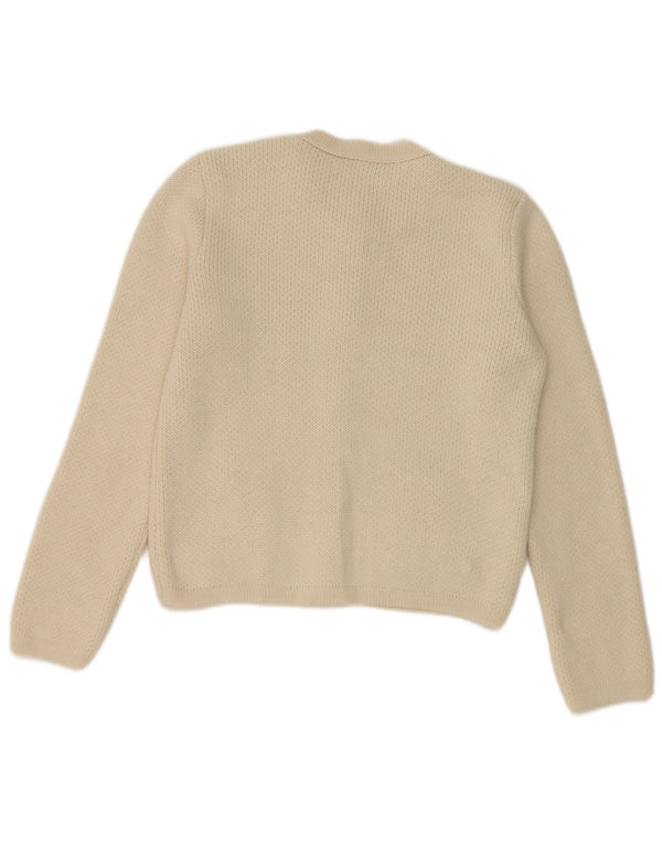 Zara Damen Strickjacke UK 12 Medium Off White Acryl