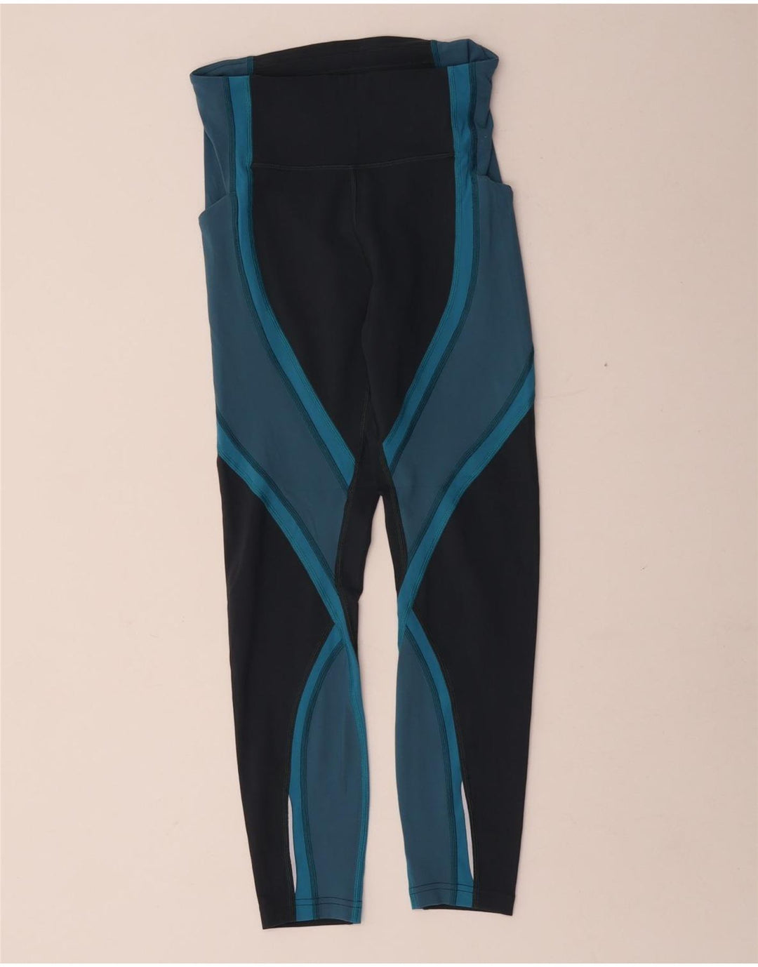 Lululemon Damen Leggings US 4 Small Blaues Colourblock-Nylon