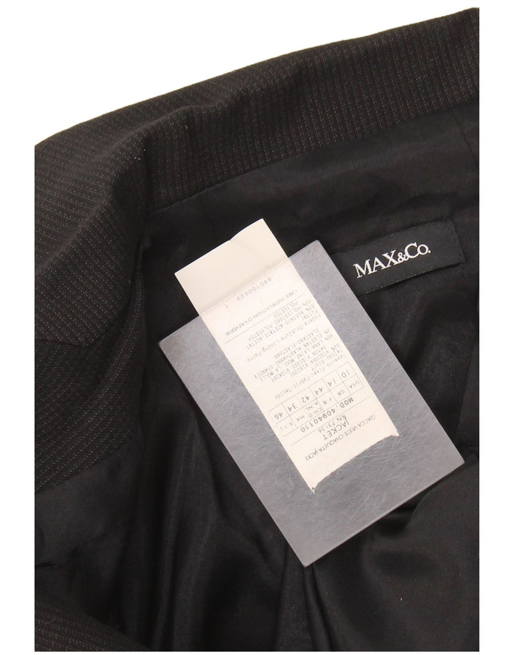 MAX & CO. Damen-Blazerjacke mit 2 Knöpfen, Gr. 14, Größe L, Schwarz, Nadelstreifen