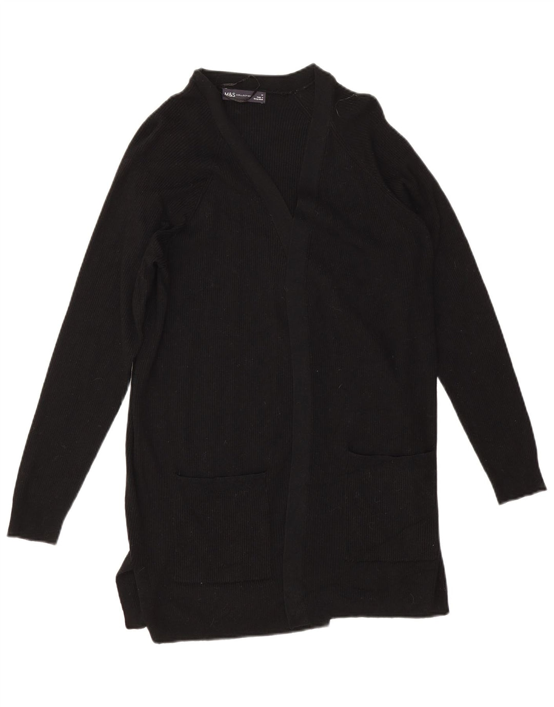 Marks & Spencer Offener Damen-Cardigan-Pullover UK 14 Mittelschwarze Viskose