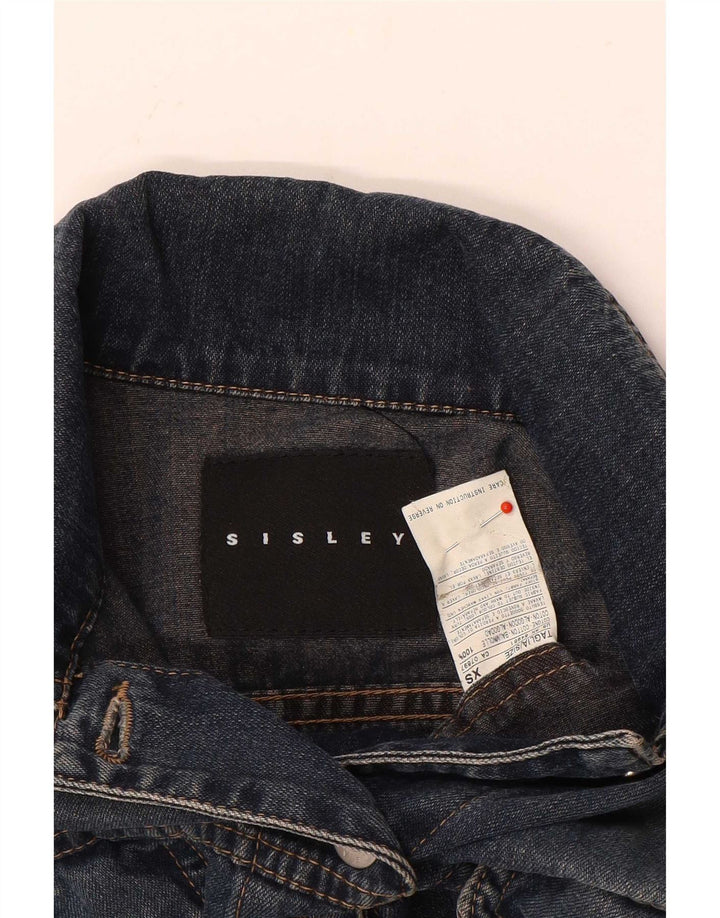 Sisley Damen Jeansjacke UK 6 XS Blaue Baumwolle