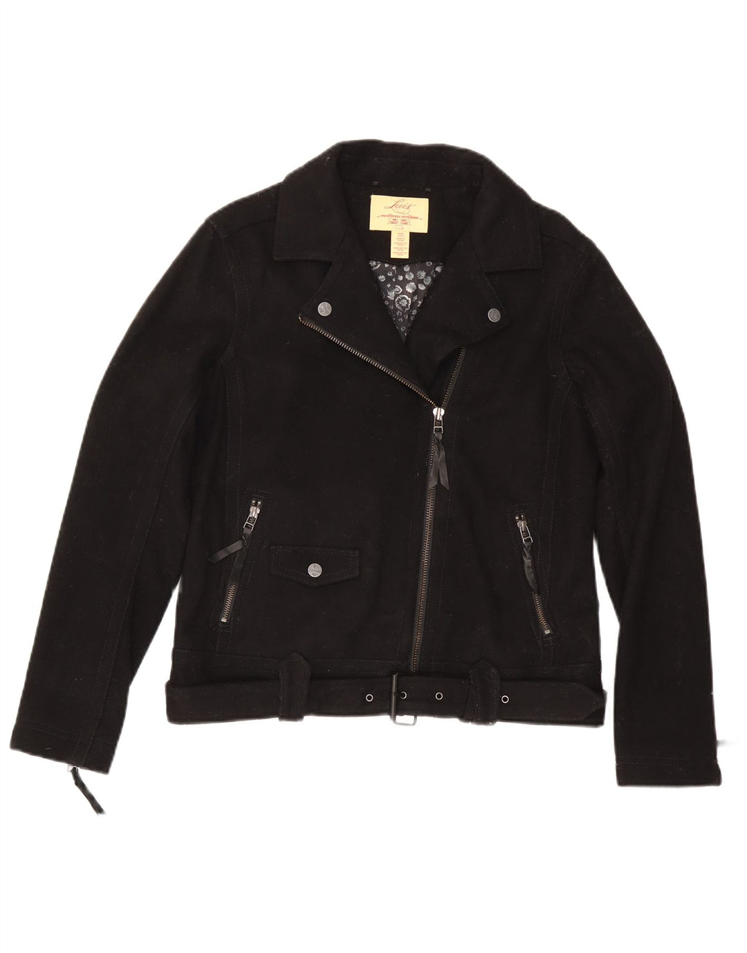 Levi's Damen Bikerjacke UK 14 Mittelschwarze Wolle
