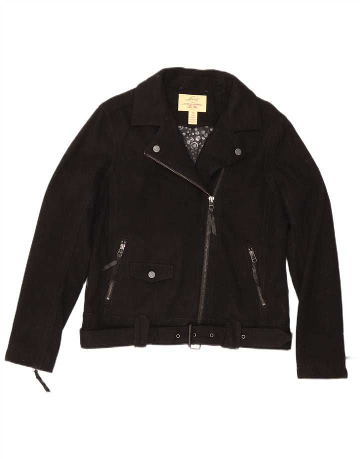 Levi's Damen Bikerjacke UK 14 Mittelschwarze Wolle