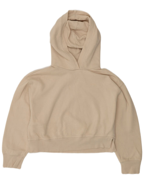 Zara Damen Crop Übergroßer Kapuzenpullover UK 10 Small Beige