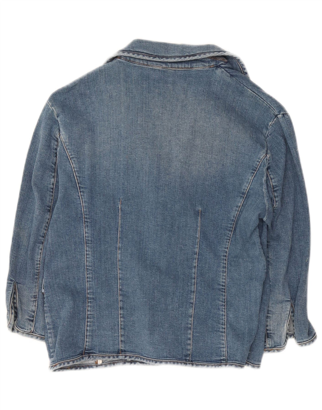 Iceberg Damen Crop 3/4-Ärmel-Jeansjacke IT 46 Large Blaue Baumwolle