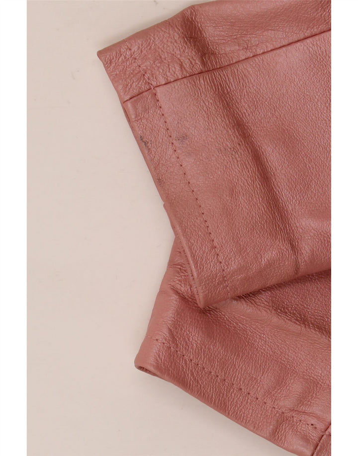 Vintage Damen Lederjacke UK 18 XL Rosa Leder