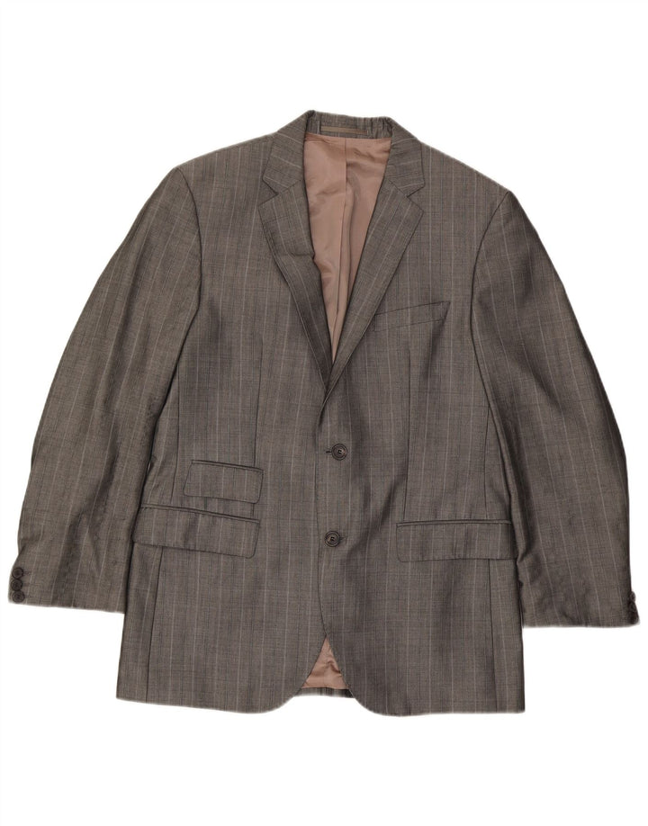 Hugo Boss Herren-Blazer mit 2 Knöpfen, EU 48, mittelgraue Nadelstreifen-Viskose