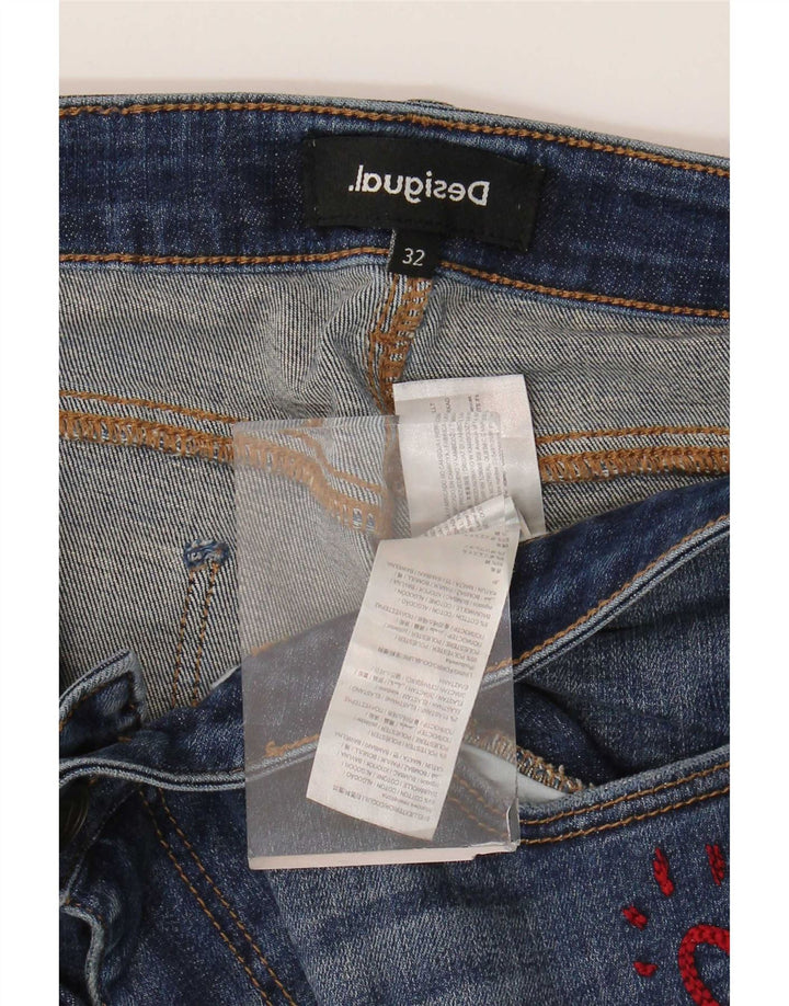 Desigual Damen Distressed Slim Jeans W32 L26 Blaue Baumwolle