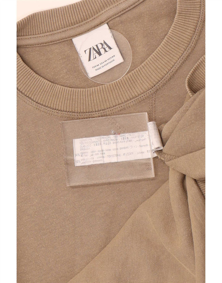 Zara Herren-Sweatshirt-Pullover, mittelbeige Baumwolle