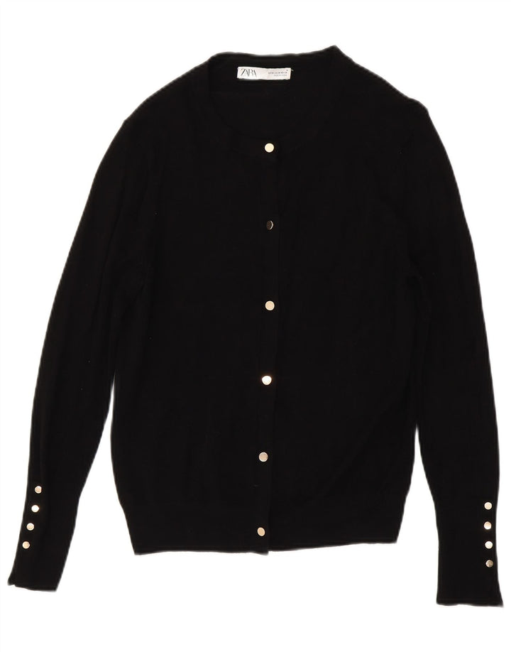 Zara Damen-Cardigan-Pullover UK 12 Mittelschwarze Viskose