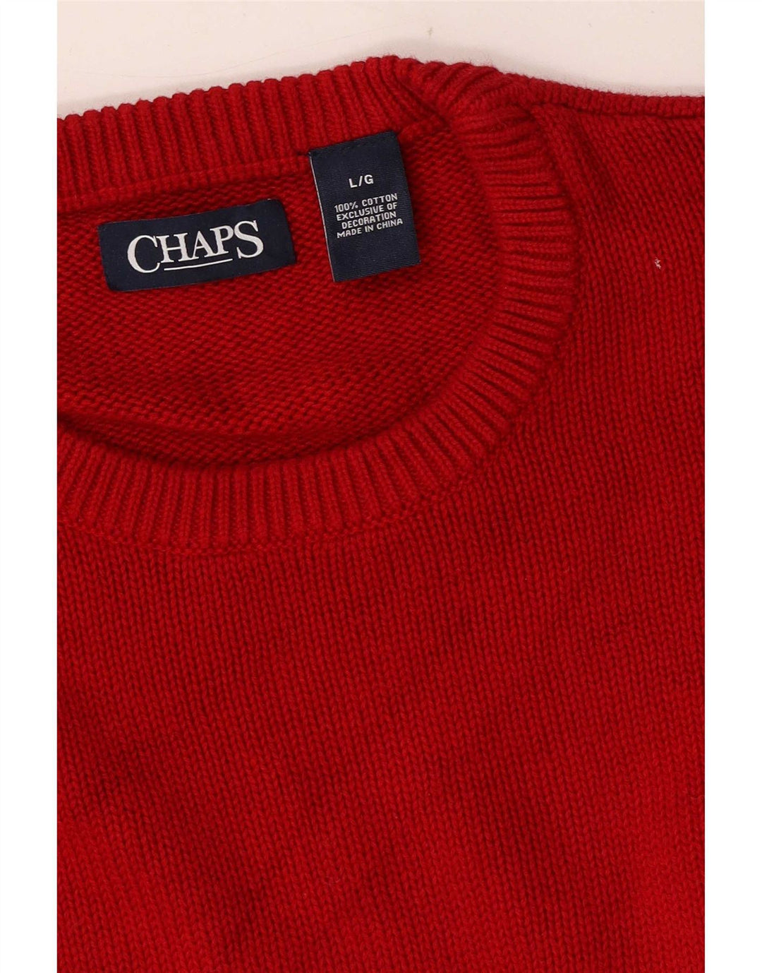 Chaps Herren-Pullover mit Rundhalsausschnitt, Größe L, aus roter Baumwolle