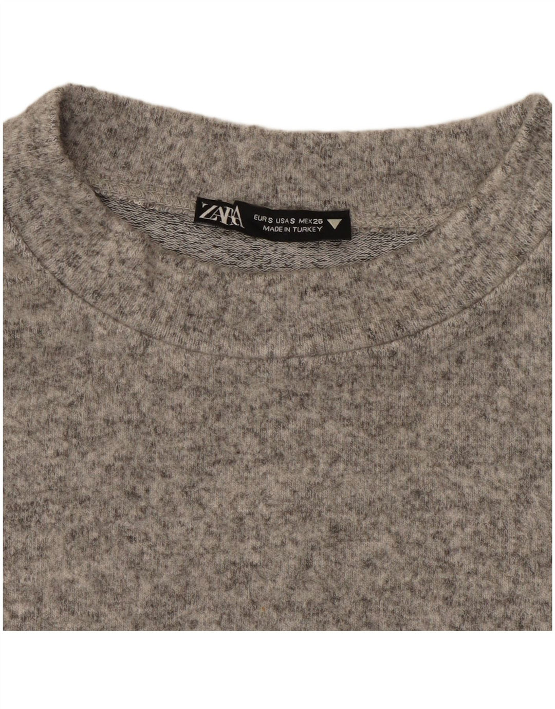 Zara Damen Crop Top Langarm UK 10 Small Grau
