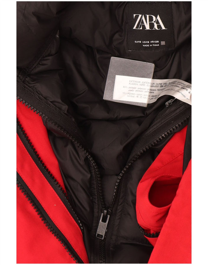 Zara Damen-Kapuzen-Übergröße, wattierte Jacke, UK 10, Größe S, Rot, Polyester