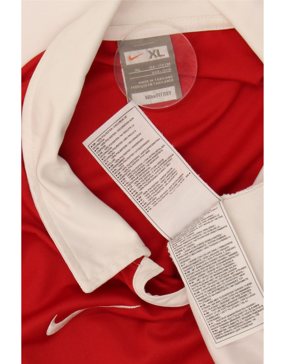 NIKE Jungen-Poloshirt, 13–14 Jahre, XL, rotes Colourblock-Polyester