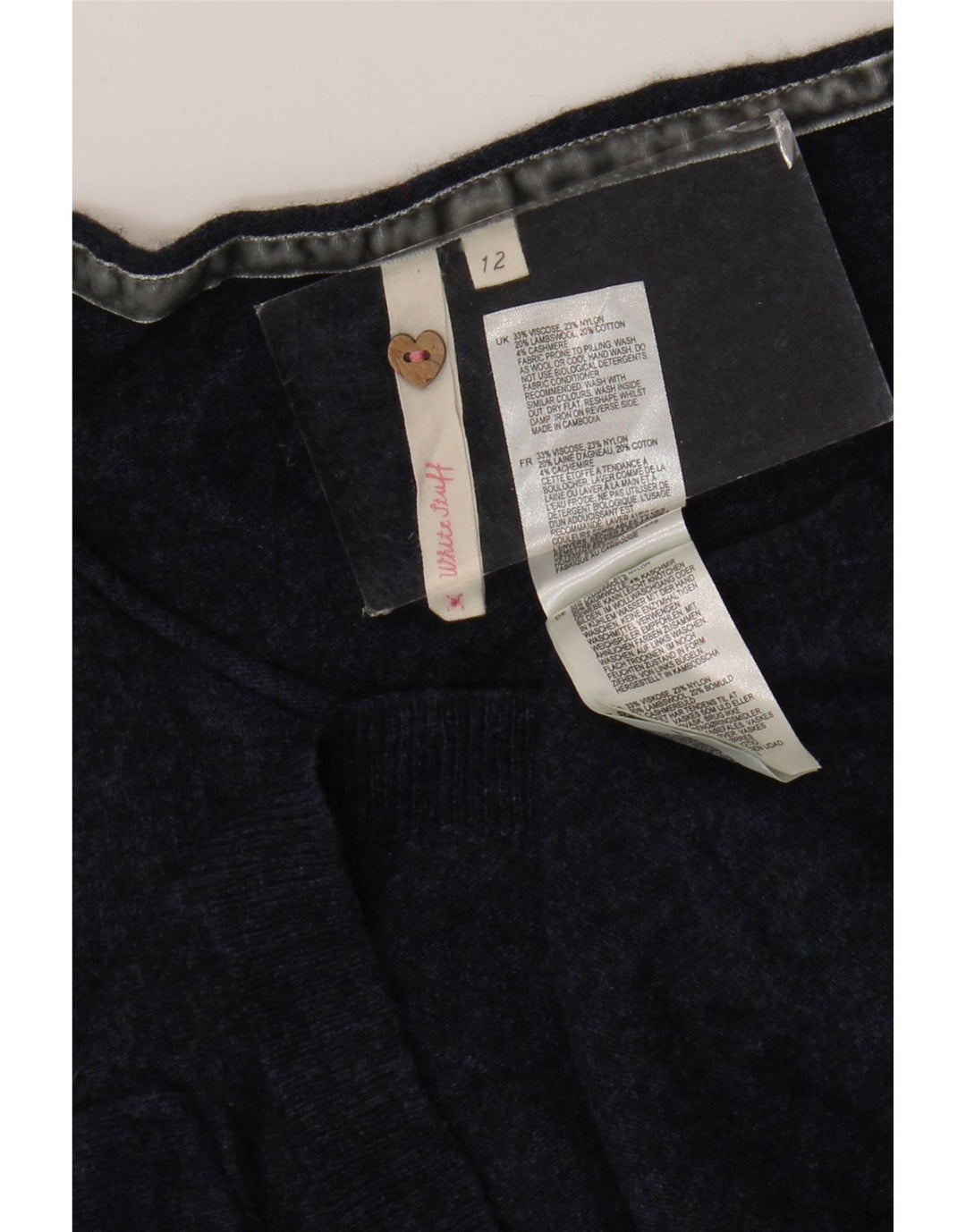 White Stuff Damen-Pullover mit bauchfreiem U-Boot-Ausschnitt, Gr. 12, mittleres Marineblau