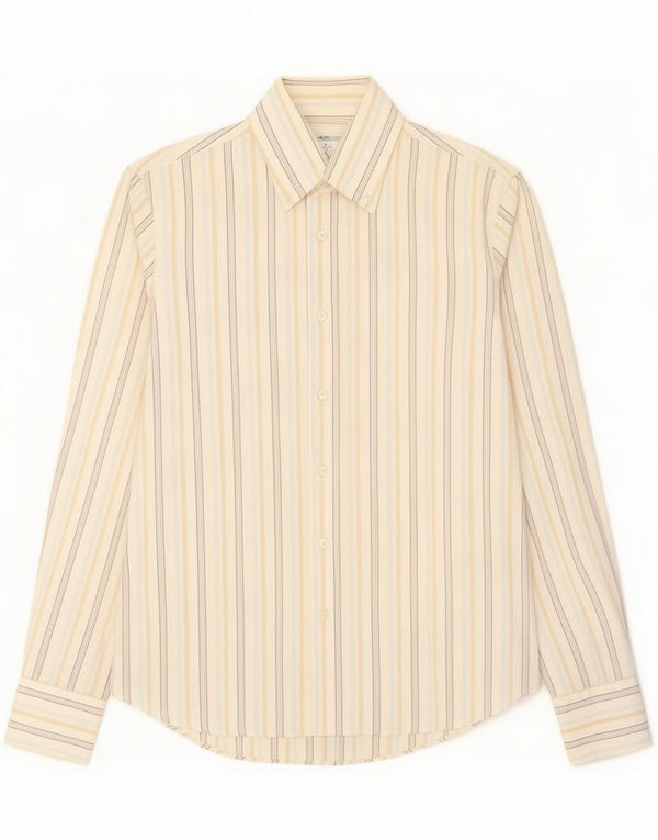 Benetton Mens Shirt Medium White Pinstripe Cotton