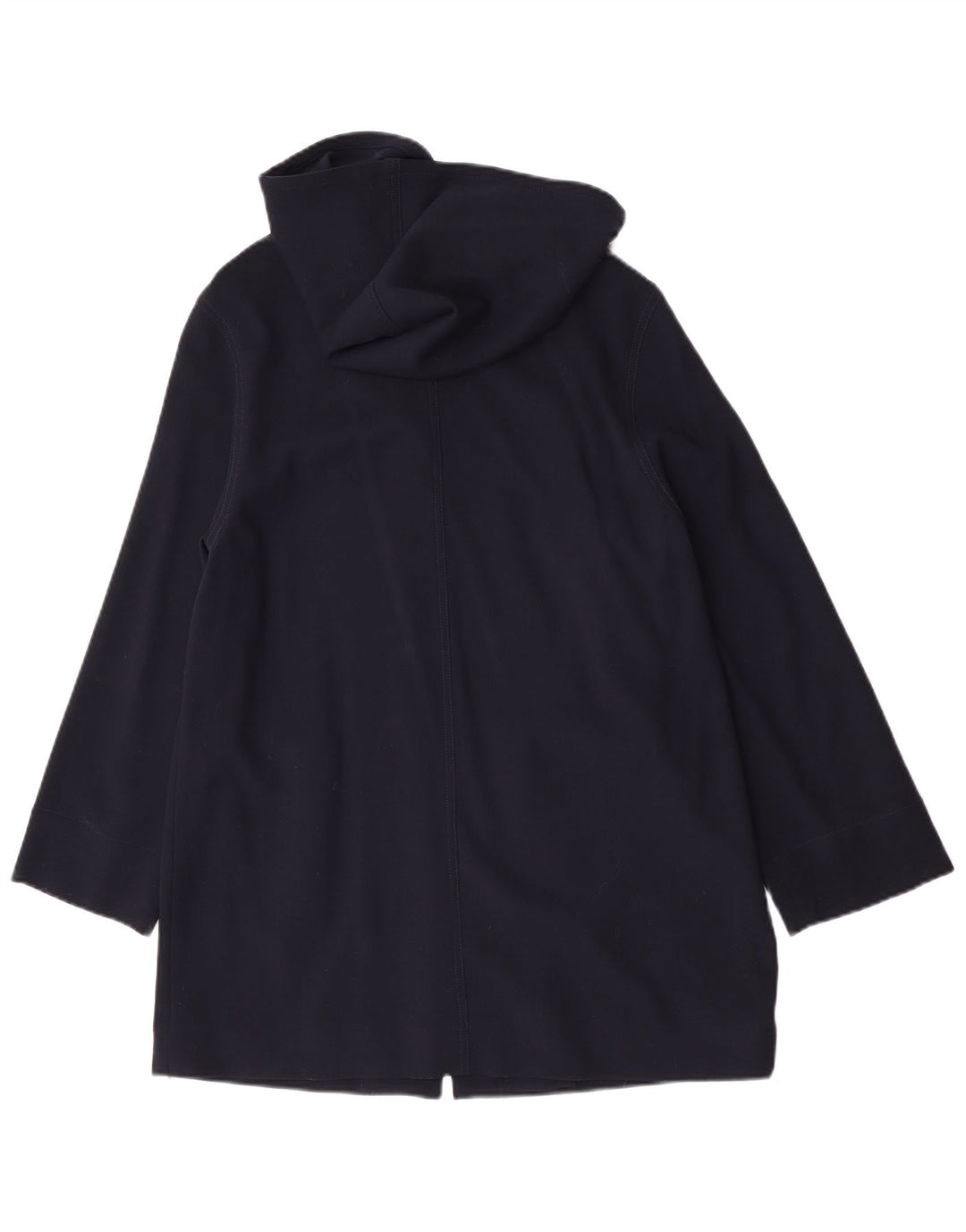 Jaeger Womens Hooded Overcoat UK 10 Small Marineblaue Schurwolle