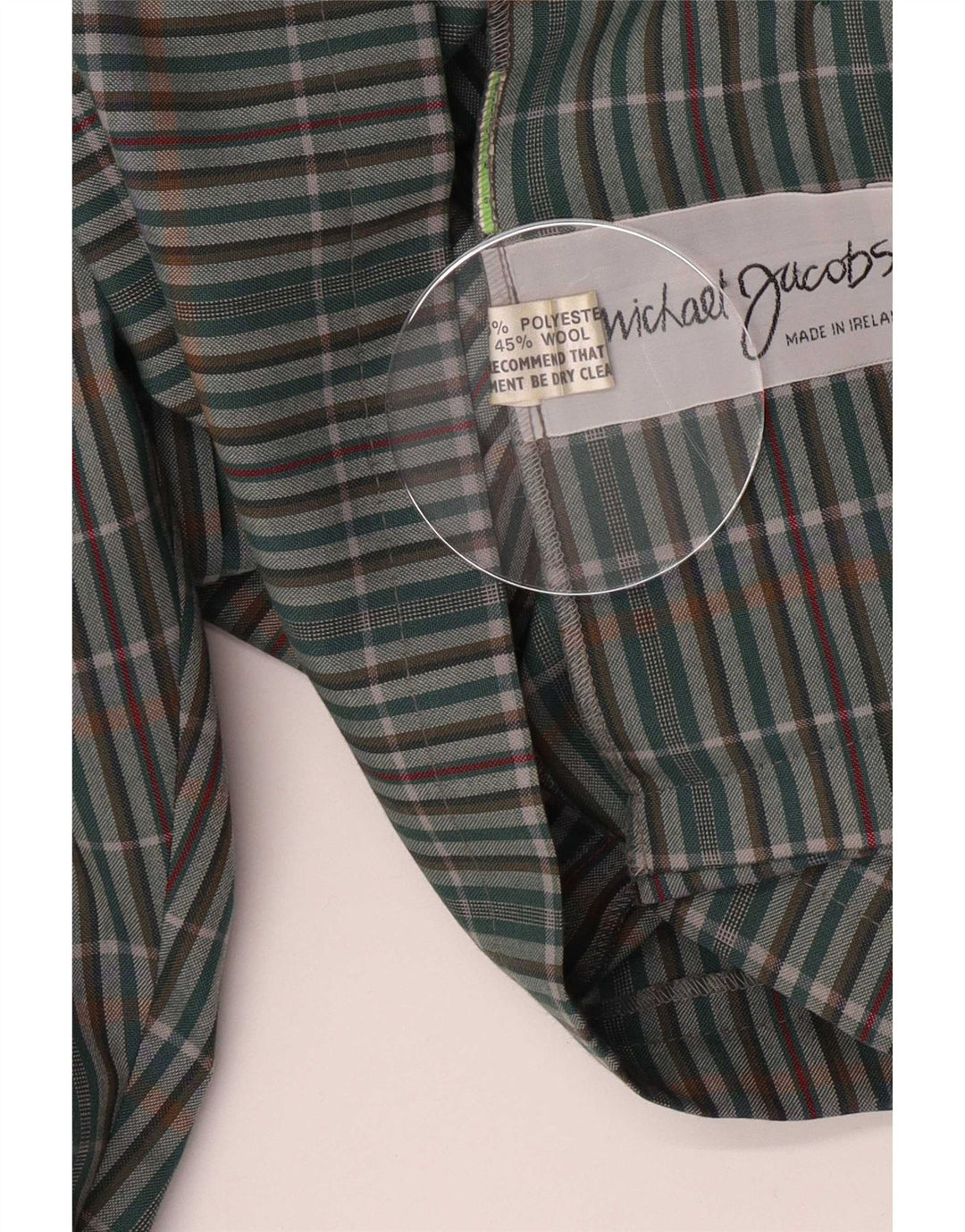 Michael Jacobs Womens Overshirt Shirt UK 10 Small Green Plaid Polyester