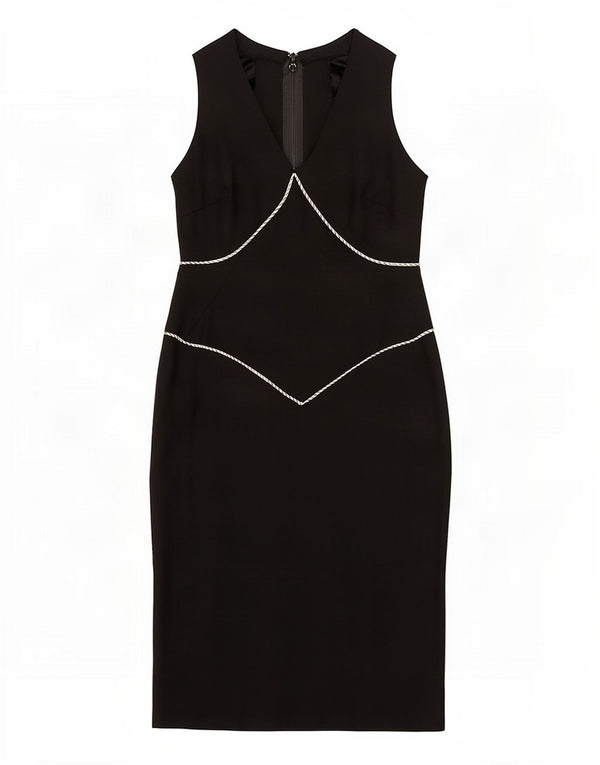 Vintage Damen Ärmelloses Etuikleid UK 4 XS Schwarz