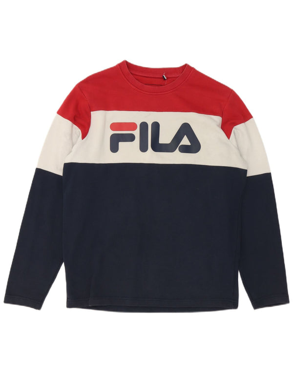 Fila Herren-Sweatshirt mit Grafik, klein, mehrfarbig, Colourblock-Baumwolle