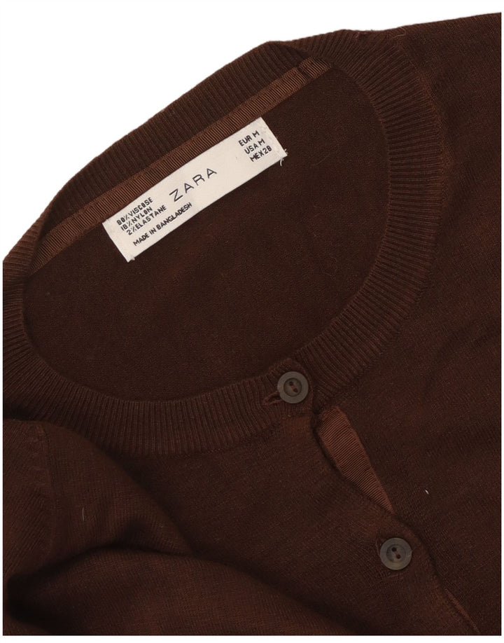 Zara Damen Strickjacke UK 14 Mittelbraune Viskose