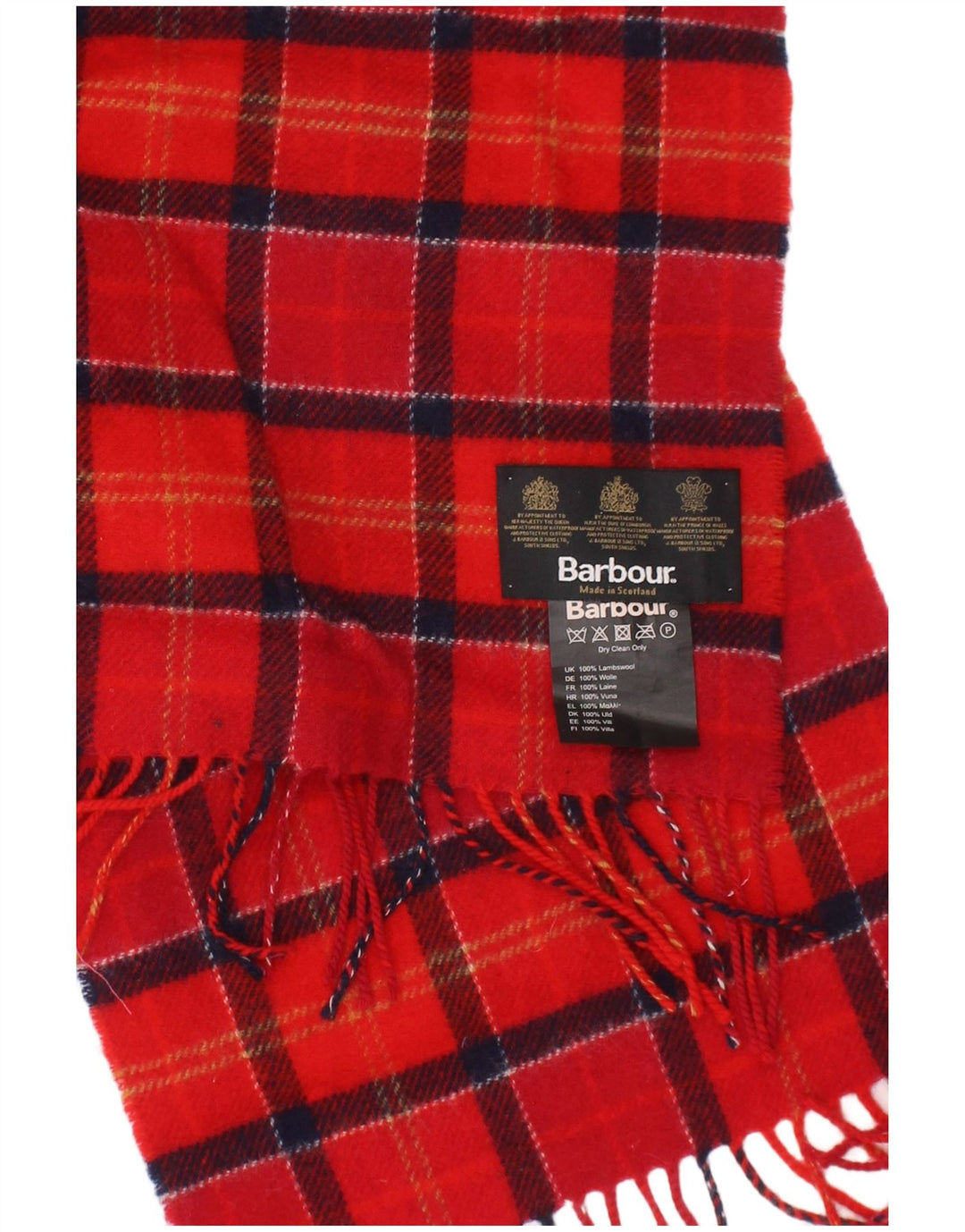 Barbour Herren-Rechteckschal, Einheitsgröße, rot kariertes Lammwoll-Klassiker