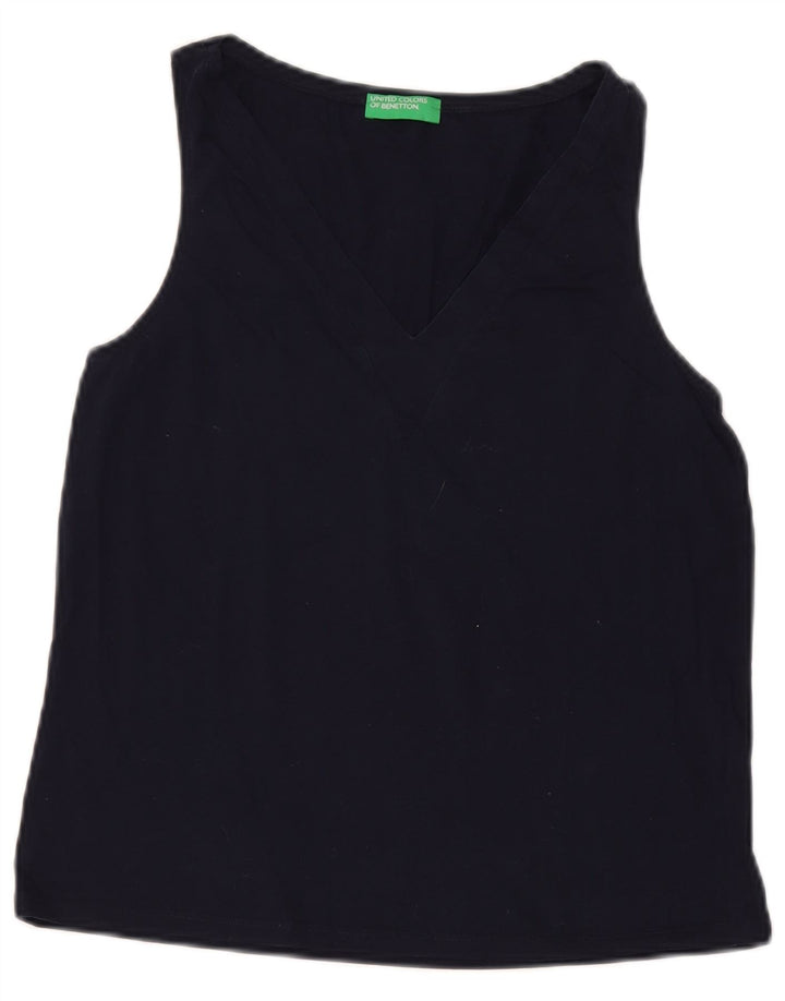 Benetton Damen-Trägershirt, UK 10, Größe S, Marineblau, Baumwolle