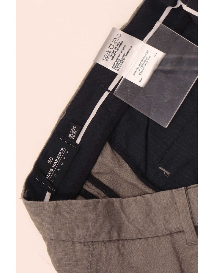 Marks & Spencer Herren Blue Harbor Straight Chino-Hose W34 L31 Grau
