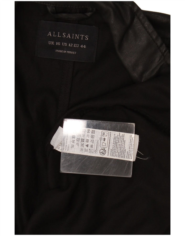 All Saints Womens Open Blazer Jacke UK 16 Large Schwarz Lyocell