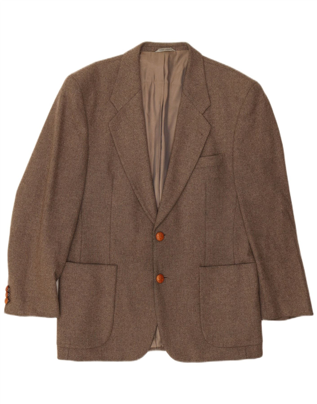 Rene Lezard Herren-Blazer mit 2 Knöpfen, EU 50, große braune Schurwolle