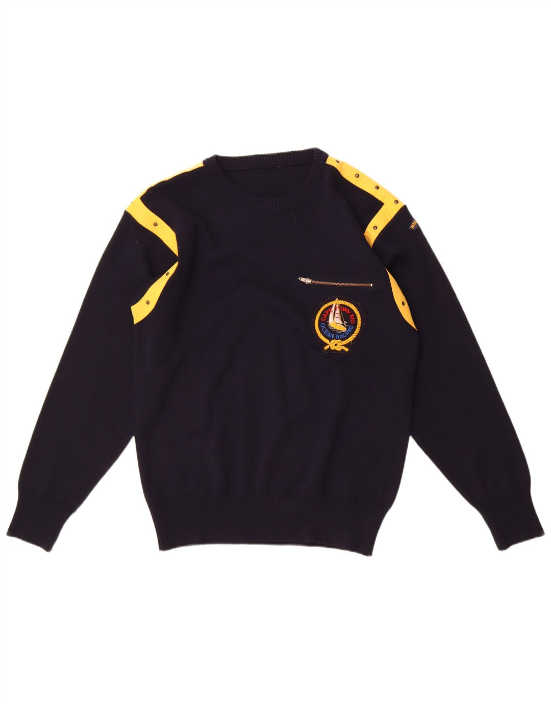 Paul & Shark Herren-Pullover mit Rundhalsausschnitt, mittlerer Marineblau-Farbblock