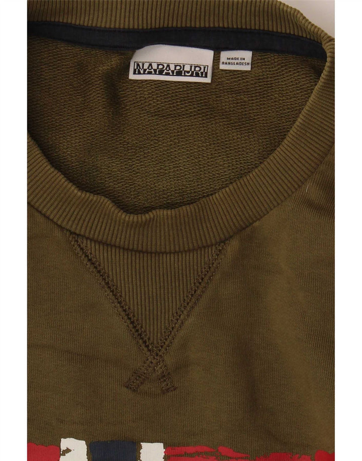 Napapijri Herren-Sweatshirt mit Grafik, Größe L, Khaki