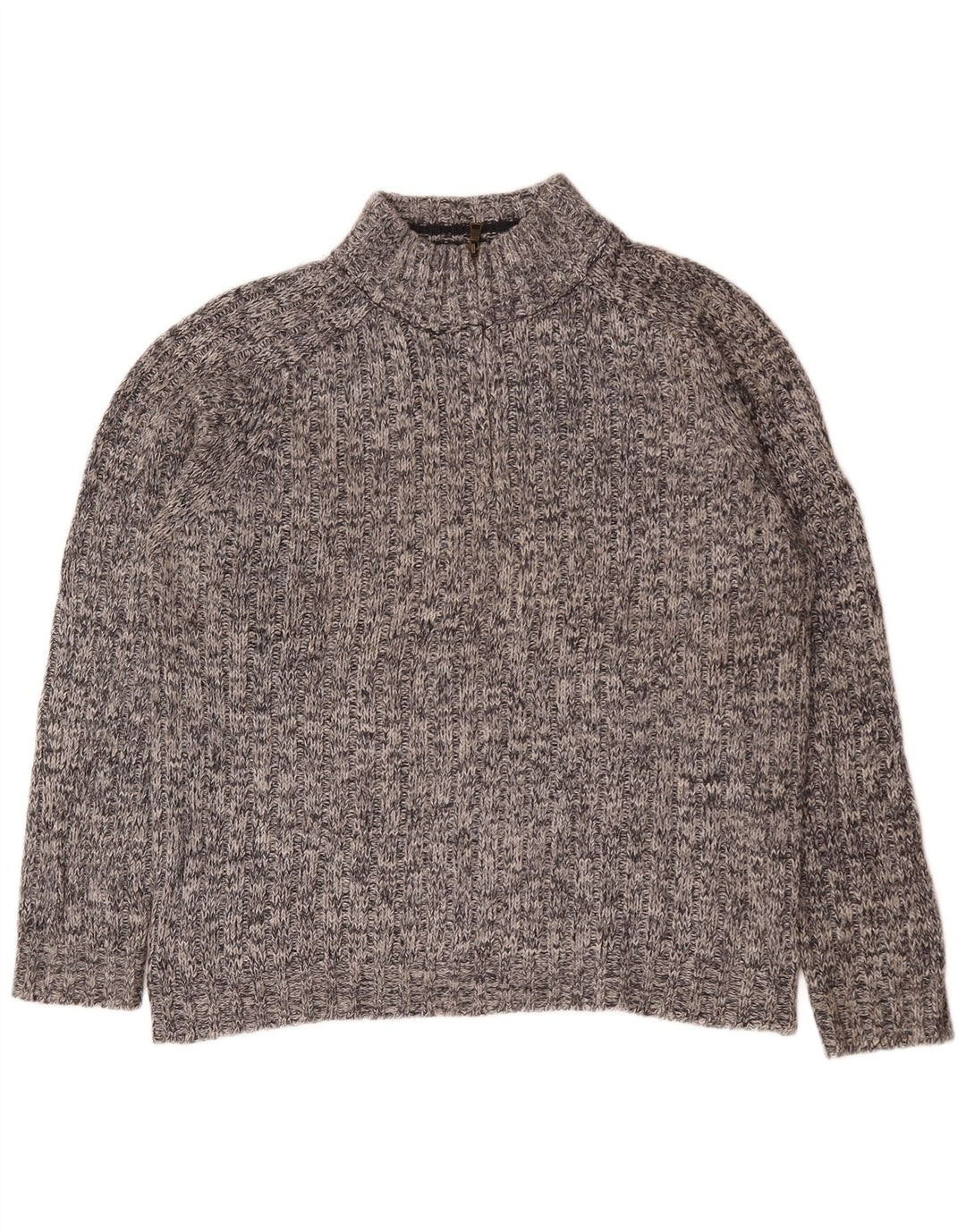 Marks & Spencer Herren-Pullover mit Reißverschluss am Hals, große grau gesprenkelte Wolle