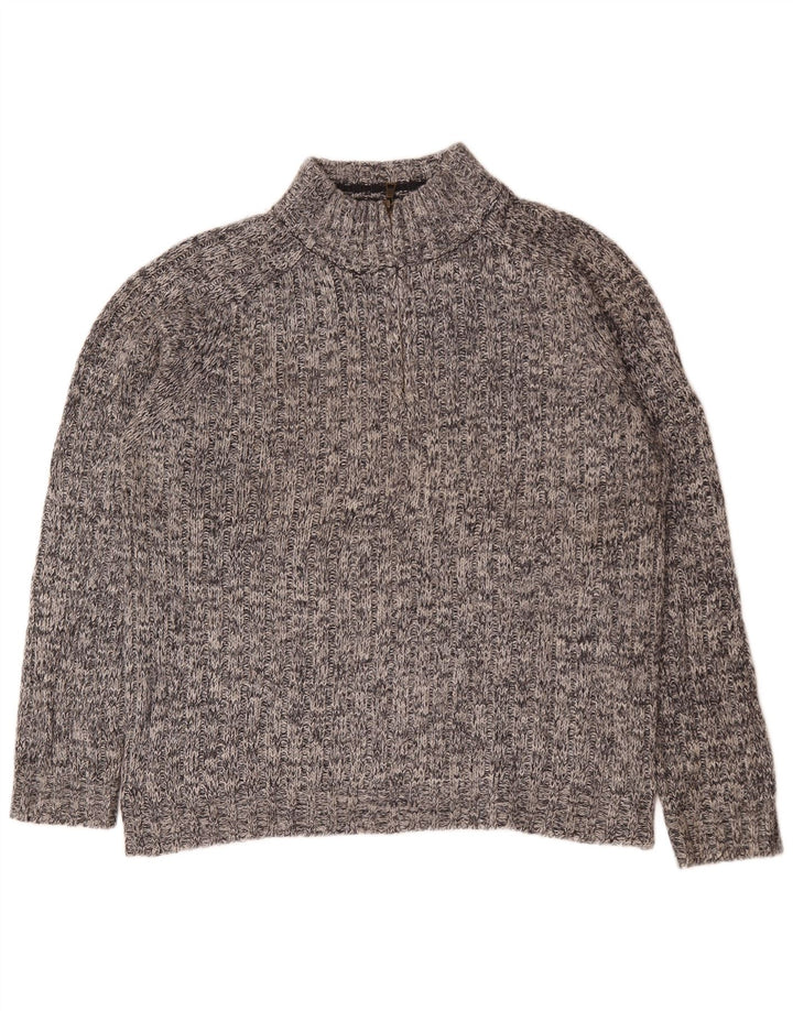 Marks & Spencer Herren-Pullover mit Reißverschluss am Hals, große grau gesprenkelte Wolle