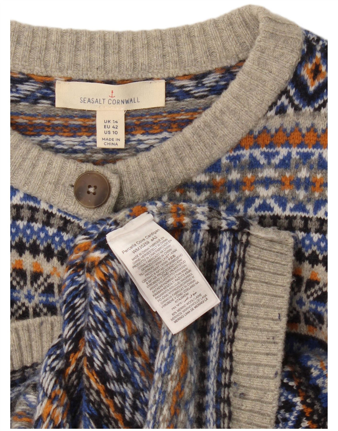 Seasalt Cornwall Damen-Cardigan-Pullover UK 14 Large Mehrfarbig