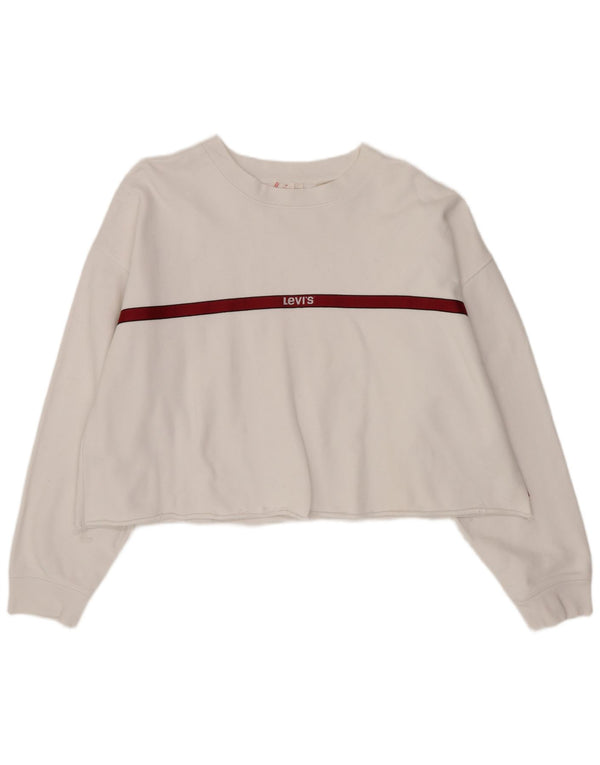 Levi's Damen-Pullover, übergroßer Crop-Sweatshirt, Gr. 14, Größe L, weiß gestreift