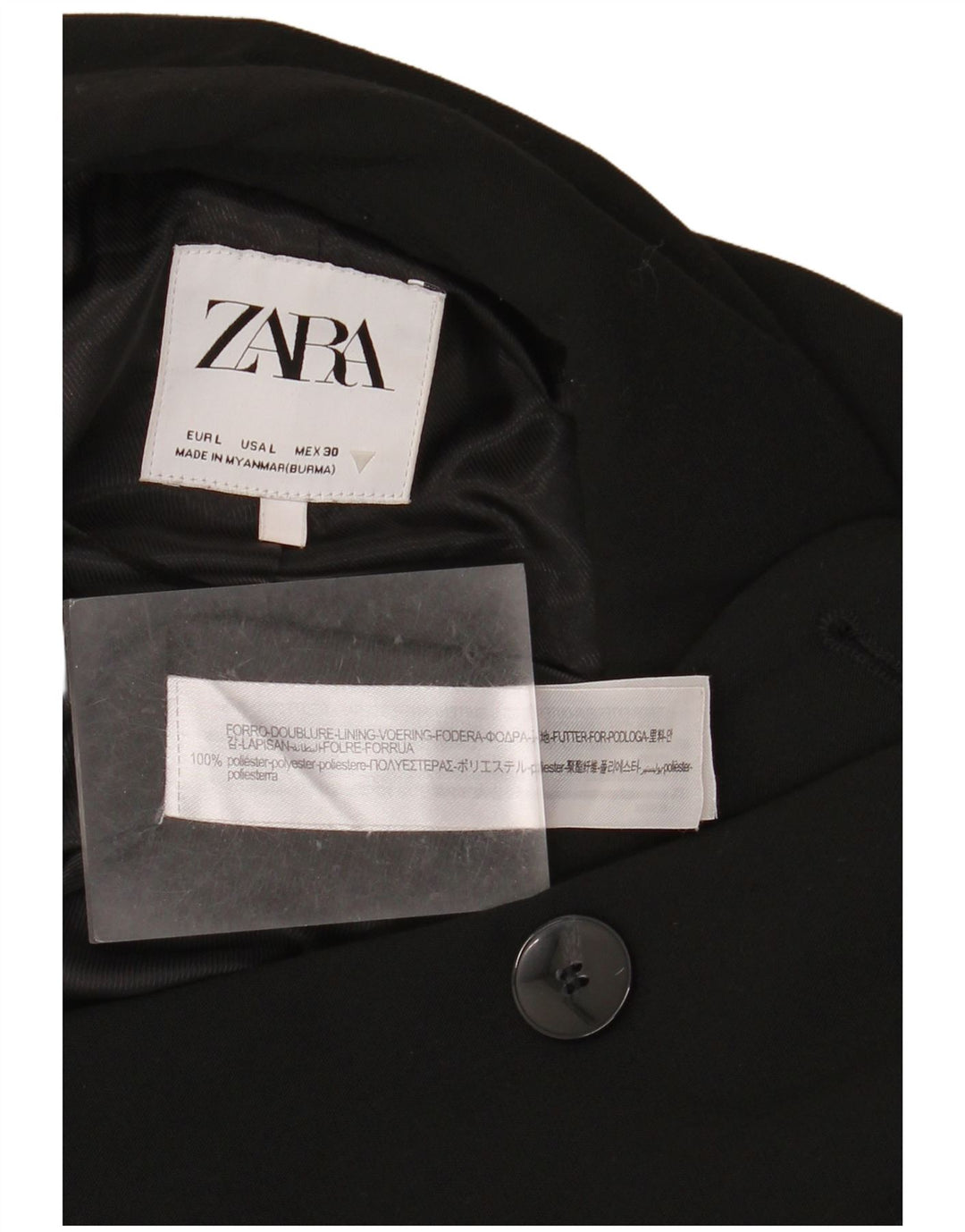 Zweireihiger Blazer für Damen von ZARA, Gr. 40, Größe L, Schwarz, Polyester