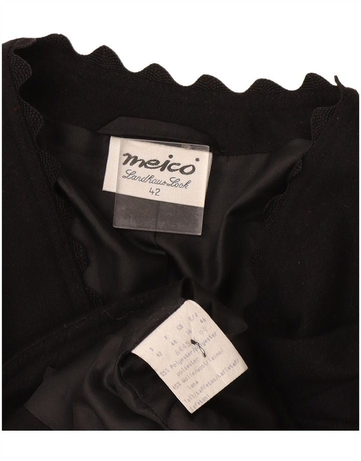 Meico Damen 3-Knopf-Crop-Blazerjacke UK 16 Large Schwarz Polyester