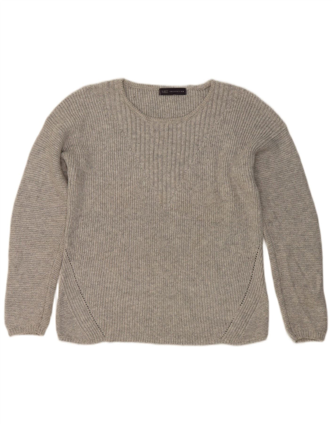 Marks & Spencer Damen-Pullover mit U-Boot-Ausschnitt, Gr. 12, Mittelsilber