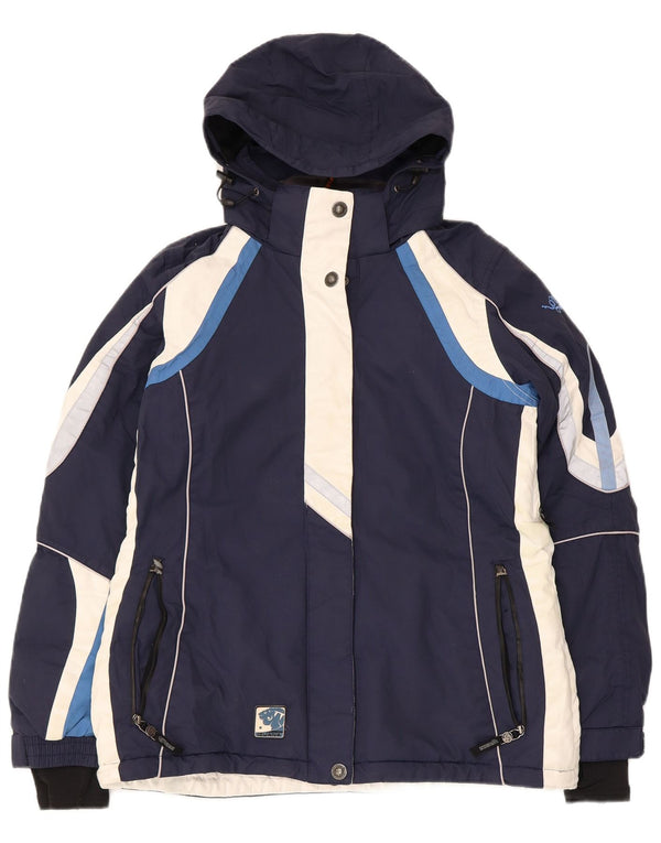 Iguana Damen-Skijacke mit Kapuze, EU 40, mittleres Marineblau, Farbblock