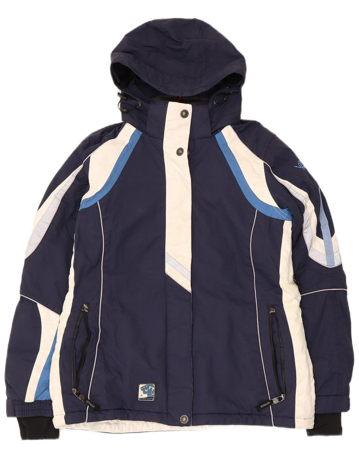 Iguana Damen-Skijacke mit Kapuze, EU 40, mittleres Marineblau, Farbblock