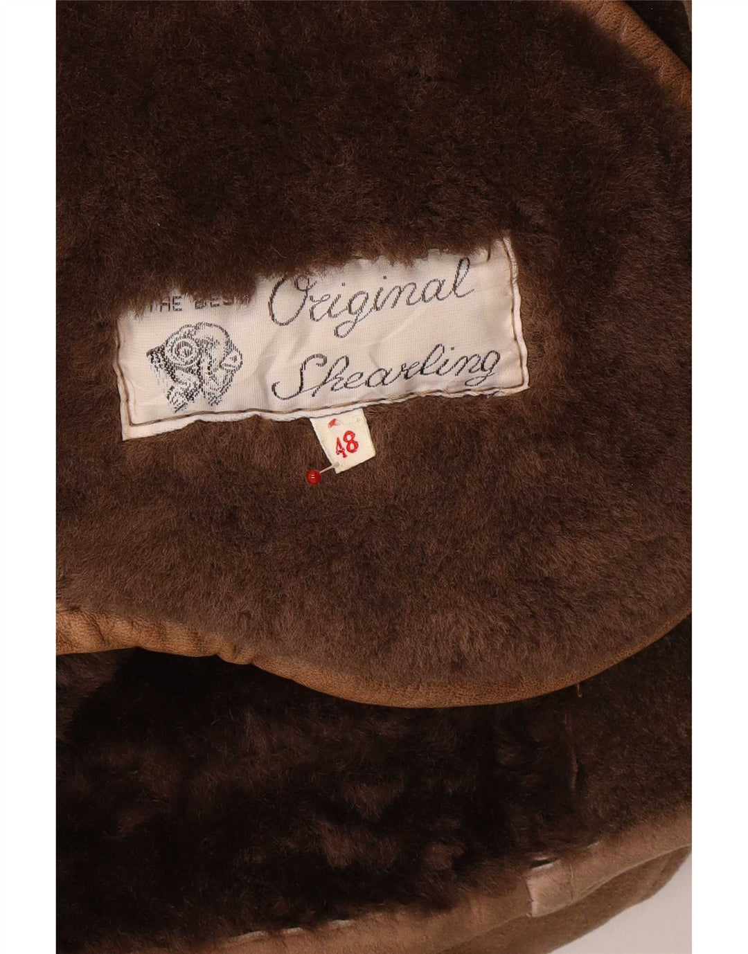 Vintage Herren Shearling Jacke IT 48 Mittelbraun
