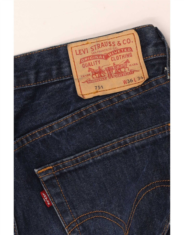 Levi's Herren 751 verkürzte gerade Jeans W36 L25 Marineblau