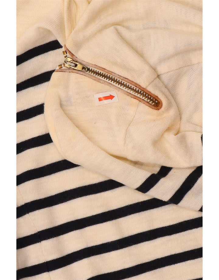 Massimo Dutti Damen-Top, 3/4-Ärmel, UK-Größe 12, mittelgrau, gestreift, Baumwolle