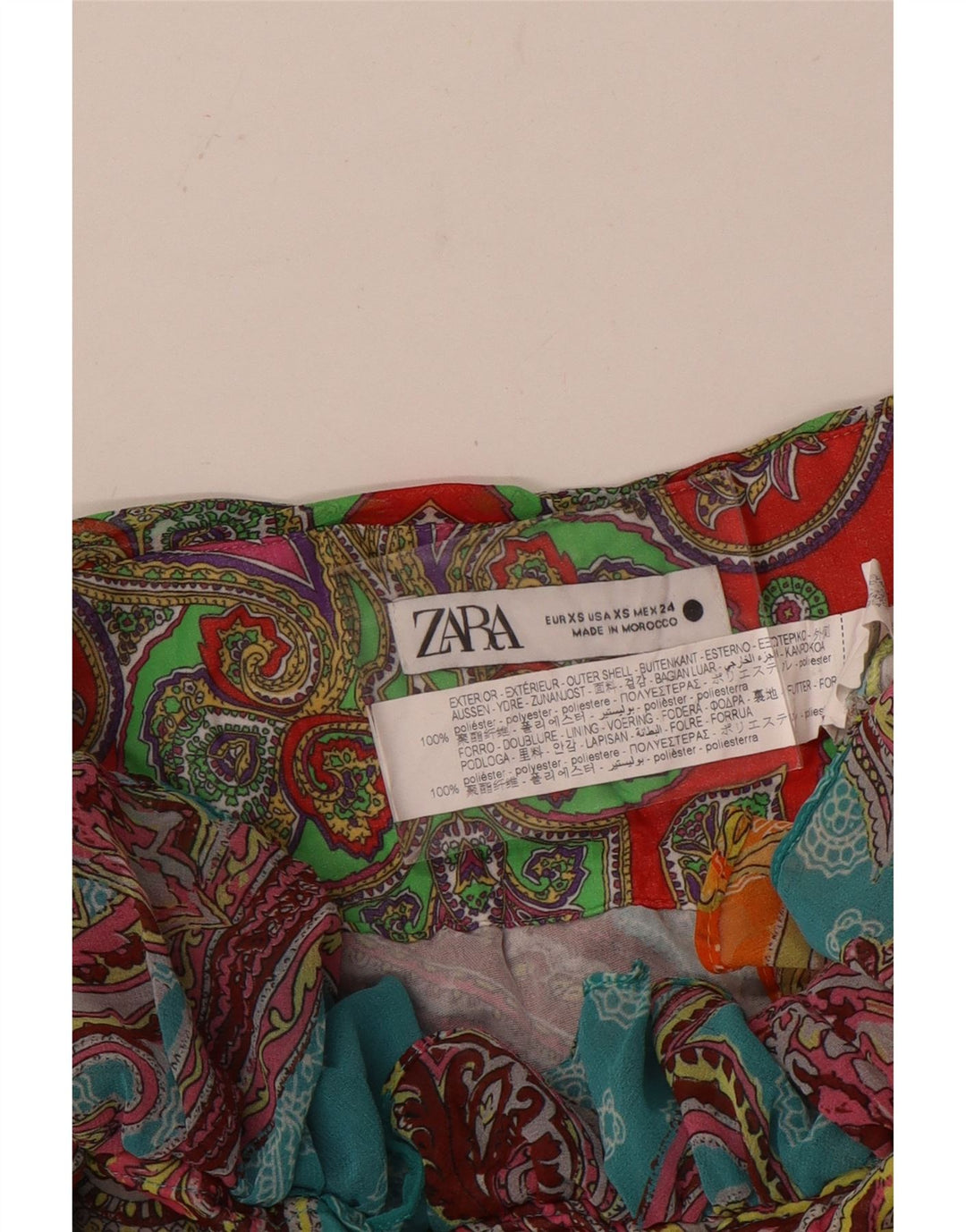 Zara Damen Mini-Stufenrock XS W24 Mehrfarbiges Paisley-Polyester