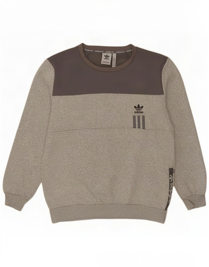Adidas Herren Sweatshirt Pullover Large Grau Colourblock Baumwolle