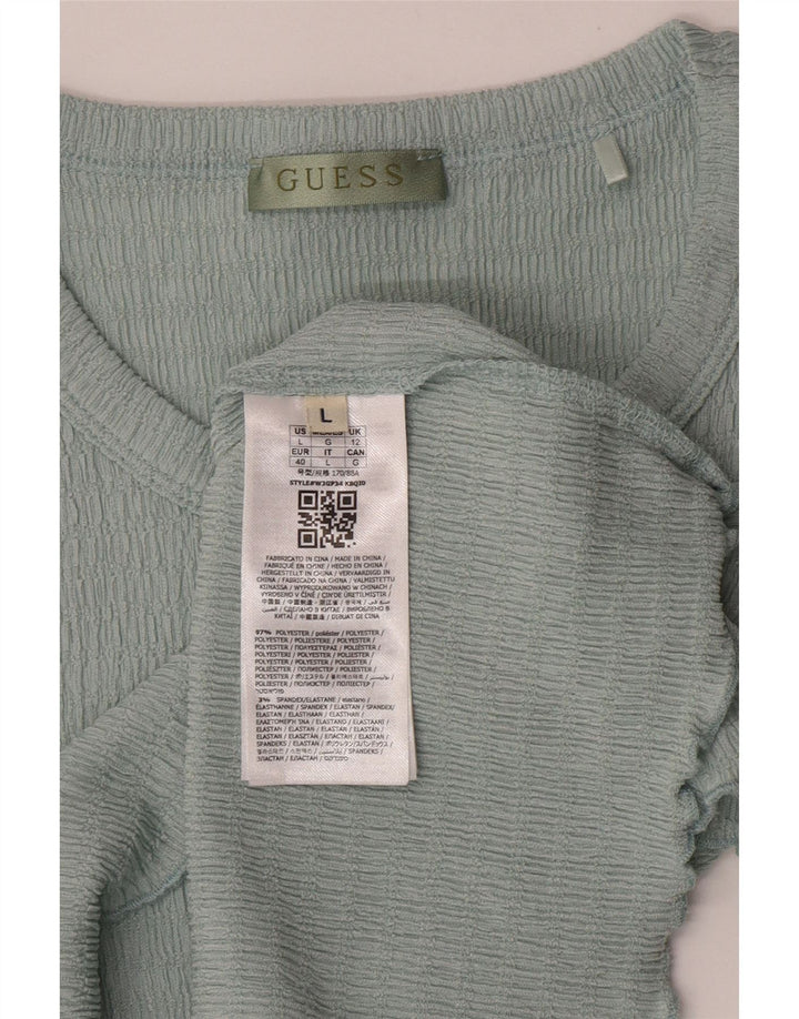 Guess Damen Crop T-Shirt Top UK 12 Mittelblaues Polyester