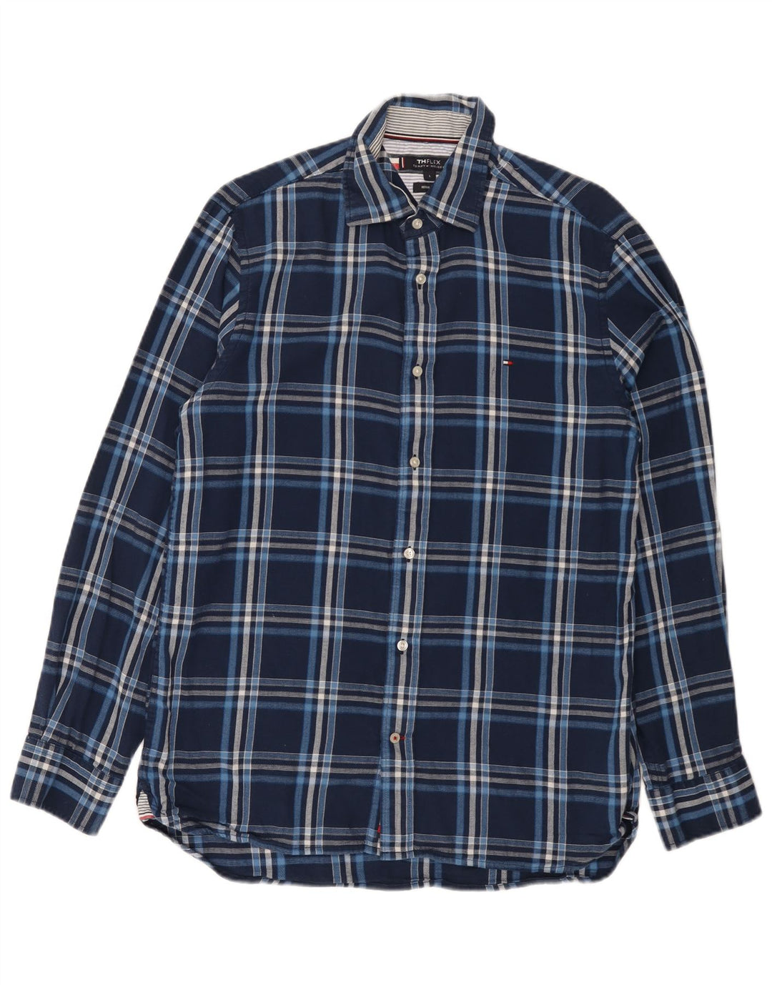 Tommy Hilfiger Herren-Hemd mit normaler Passform, groß, marineblau, kariert, Baumwolle